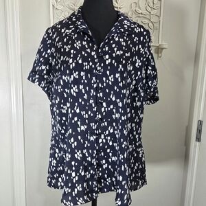 ⭐️Coldwater Creek Navy and White Women's Top Size L